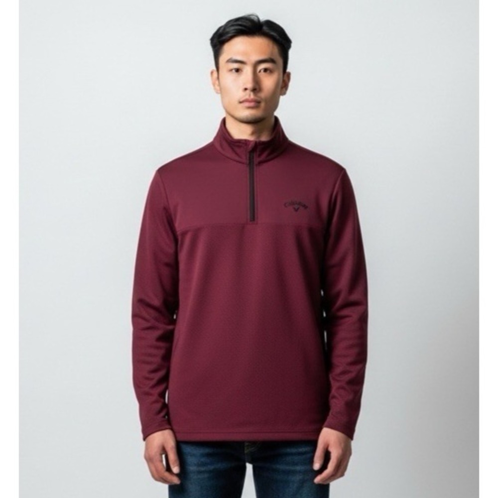 Callaway Golf Men's M 1/4 Zip Textured Pullover Lightweight Jacket Wine NWT